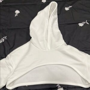 White Cropped Hoodie